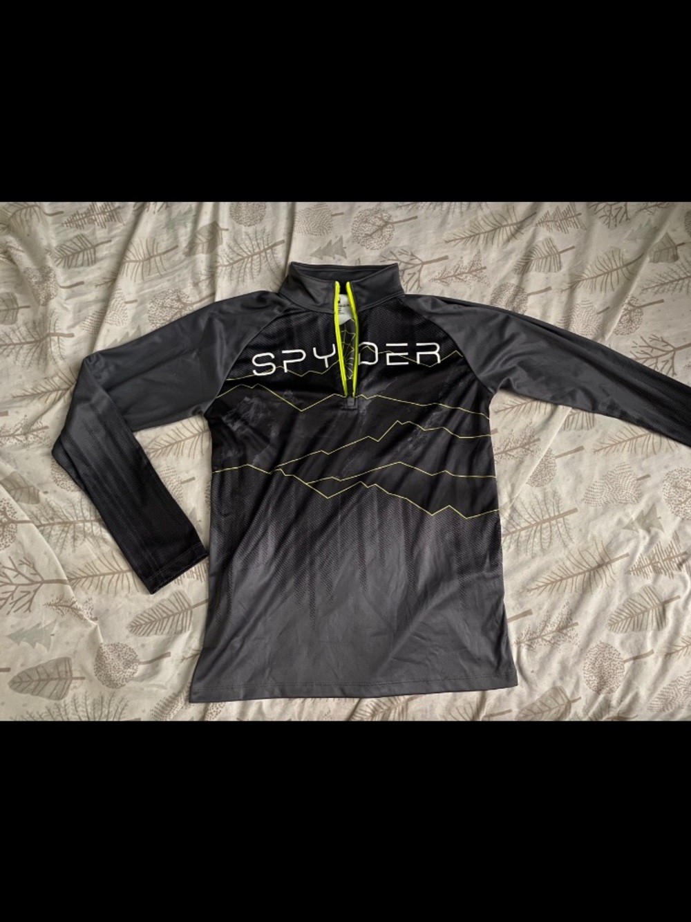 Spyder Boy’s Black Long-Sleeve Swim Top with Yellow Zipper
